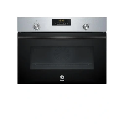 Imagen de Balay Horno compacto multifunción, 45 cm, Control Comfort, Aqualisis, Mandos ocultables, Cristal negro, 3CB4130X3