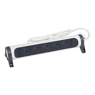 Imagen de LEGRAND Regleta giratoria con Interruptor LED 5 Tomas de Superficie Tierra Cable 1,5 m Blanco y Gris Oscuro