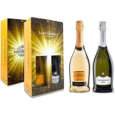 Imagen de Sant&#039;Orsola Prosecco DOC Extra Dry Millesimato + Asti DOCG Vino Espumoso Italiano 2 Botellas X 750ml