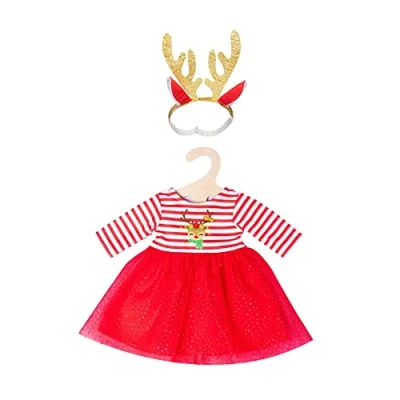 Imagen de Heless 2151 Vestido de Navidad para muñecas, diseño Reno RUDI con Diadema magníficas astas Doradas, Talla 35 45 cm