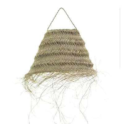 Imagen de HERSIG Lampara de Mimbre Techo Colgante con Flecos en Forma Cono 30cm (no incluye ni bombilla cable eléctrico)