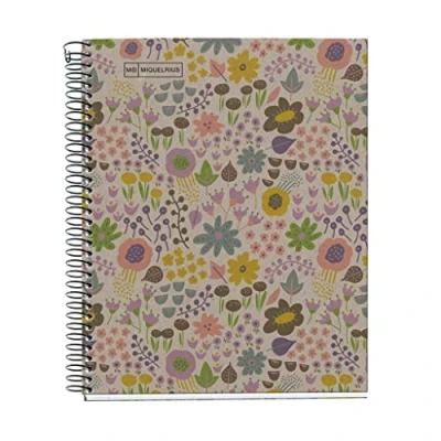 Imagen de Miquelrius Cuaderno A5, Cuadrícula 5 mm, Papel reciclado de 80 g/m², Hojas un color, reciclado, Espiral, cuadriculado, Eco Flores