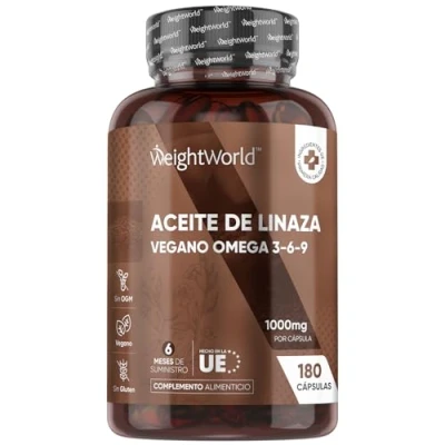 Imagen de Omega 3 6 9 Vegano De Aceite Linaza 1000mg Potencia 180 Cápsulas Fuente DHA y EPA, Ácido Alfa Linoleico, Oleico, Alternativa al Pescado para Meses