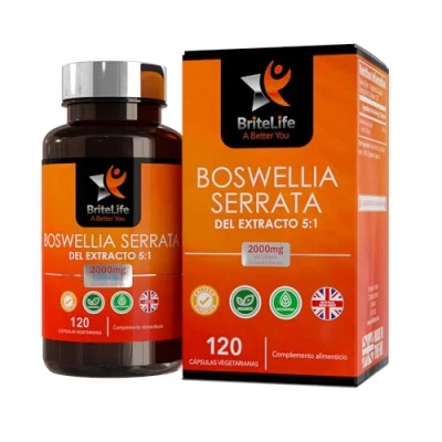 Imagen de BL Boswellia Serrata 2000mg Alta Potencia 120 Capsulas Veganas Sin OGM, Gluten, Lácteos y Alérgenos Fabricado en el Reino Unido