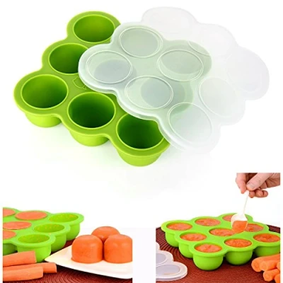 Imagen de Cisixin 9 pcs Recipiente de Silicona Almacenamiento para Alimento Bebé Molde del Hielo Horno