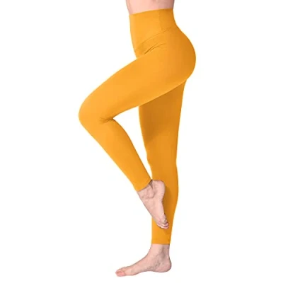 Imagen de SINOPHANT Leggins Mujer, Pantalon Yoga Mallas Deporte Leggings Mujer Suaves Elásticos de Cintura Alta Tallas Grandes, Pilates S M #1 Piezas Amarillo Oscuro