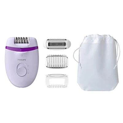 Imagen de Philips Depiladora Mujer Satinelle, Compacta, 2 posiciones de velocidad, 4 accesorios, Bolsa, BRP275/30, Morado