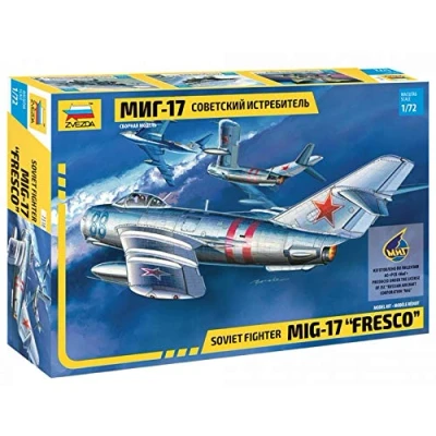 Imagen de Zvezda 500787318 1 1:72 MIG 17 Fresco Soviet Fighter plástico Maqueta Montaje Kit de construcción para Principiantes detallado, Color Plateado (ZV7318)