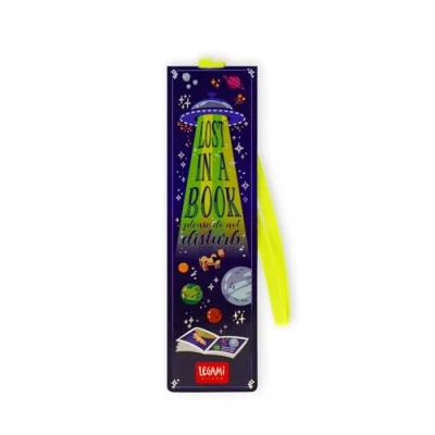 Imagen de Legami Marcapáginas con elástico, papel certificado FSC, tema Space, sujeta el sengo y libro cerrado, 4,7 x 17,5 cm
