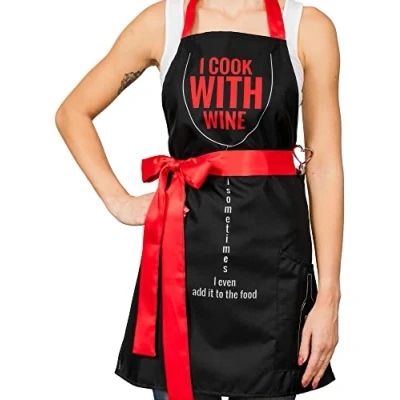 Imagen de diVinto Delantal para Mujer Cocinillas con Bolsillo y Tapón Botella de Vino, Cocina Divertido, Regalo Mujeres