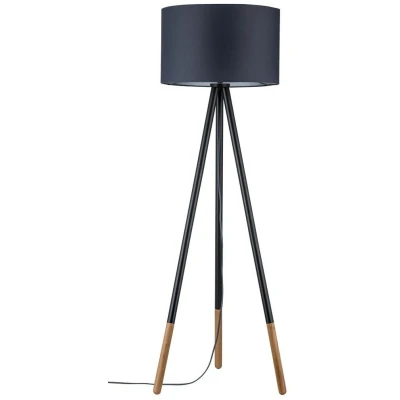 Imagen de Paulmann 79633 Neordic Rurik máx. 1x20 W, luminaria E27, lámpara de pie con Pantalla Tela, Color Gris/Madera 230 V sin Fuente luz