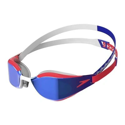 Imagen de Speedo Unisex Fastskin Hyper Elite Swimming Goggles Competitive Performance Training Hydrodynamic, Flame Red/True Cobalt/White, One Size