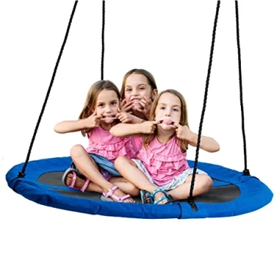 Imagen de HAAGO Columpio Redondo Grande Capacidad de Carga Máxima 180 kg Diámetro 110 cm Accesorio Exteriores y Jardines Verano