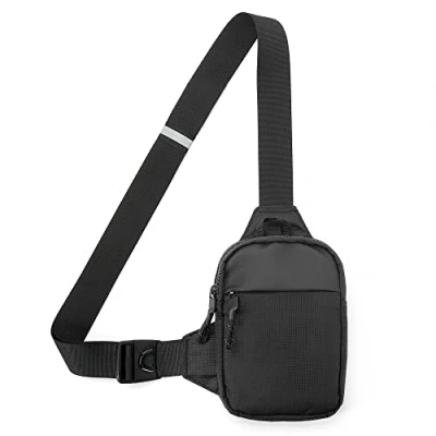 Imagen de bolsa cruzada en el pecho, impermeable con correa ajustable para hombres y mujeres, correr, caminar, trotar, escalar, ciclismo, deportes al aire libre, Negro L, 24.5cm x 19.5cm, Utilidad