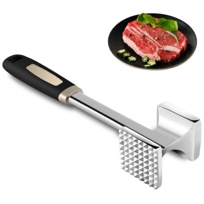 Imagen de Gowkeey Martillo Carne, Mazo para Carne Doble Cara, ablandador de Acero Inoxidable Herramienta Cocina, Filetes,Pollo,Cerdo, Aptas el Lavavajillas