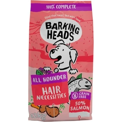 Imagen de Barking Heads Comida Seca para Perros Pooched Salmon Salmón 100% natural sin aromas artificiales, Ayuda a mejorar la salud de piel y el pelo, 12 kg
