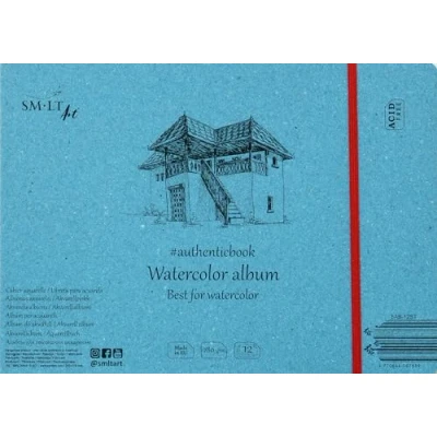 Imagen de SMLT 5AB 12ST Authentic Line Bloc de acuarelas cosido (245 x 176 mm, 280 g/m², 12 hojas), color blanco