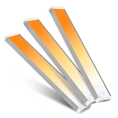 Imagen de GWULC Luz LED Cocina Recargable Sensor Movimiento 20CM Armario Luces Cálida Sin Cable Bajo Lampara 3 Pack