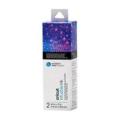 Imagen de Cricut Salpicadura de Acuarela Morada Ink (2 Unidades) Transferencia Tinta infusible 2 Hojas 11,4 cm x 30,5 Ideal para Usar con Prensa Tazas, Vinyl, 11.4cm 30.5cm (4.5&quot; 12&quot;)