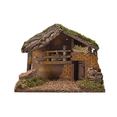 Imagen de Decoris 72276 Casa para Belén con Led y Musgo, 30 x 17 21 cm
