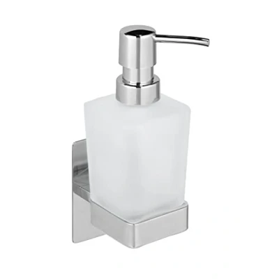 Imagen de Wenko Turbo Loc Genova Shine, 200 ml de fijación líquida sin perforación, Soporte Acero Inoxidable, dispensador jabón Vidrio Satinado, 6,2 x 19,7 9 cm, Brillante, cm