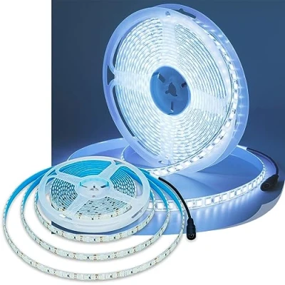 Imagen de JOYLIT Tiras LED Iluminación CC 12V Blanco frío 6000 6500K 600 LEDs SMD5054 5 metros IP65 Impermeable