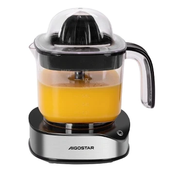 Imagen de Aigostar Juicy Exprimidor de Naranjas Electrico, 1,2 L, Rotación Bidireccional, 2 Conos Distintos Tamaños, Indicador LED. Para y Limones. 40W.