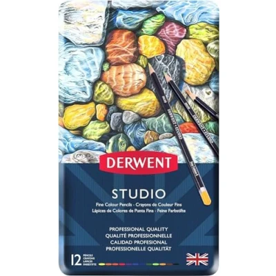 Imagen de Derwent Lápices de Colores Studio para Dibujar y Colorear, Set 12, Ideal Ilustrar Detallar, Calidad Profesional, 32196