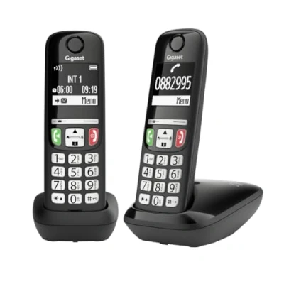 Imagen de Gigaset E275 Duo 2 Teléfonos DECT Inalámbrico Teclado Fácil de Usar Compatible con audífonos y Botones Grandes Pantalla Gráfica en Blanco Negro Iluminada, [Versión Española]