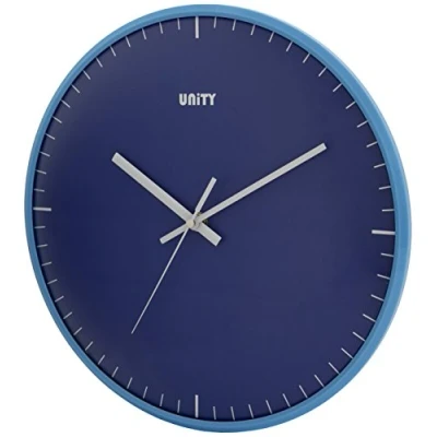 Imagen de Unity Reloj de Pared, Lente abovedada Galaxy, Azul, Barrido silencioso, 30 cm
