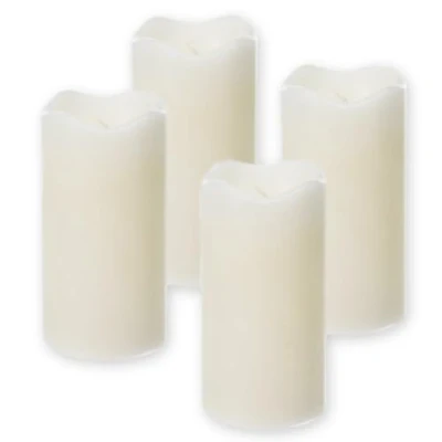 Imagen de ToCi Juego de 4 velas LED marfil Ø 7 x 13 cm con función temporizador, cera auténtica sin llama parpadeante