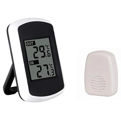 Imagen de Lancoon Termómetro Inalámbrico para Interiores/Exteriores, Transmisión de Hasta 100 Metros, Medición Precisión, Pantalla LCD Digital Clara Oficina en Casa