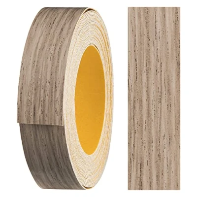 Imagen de haggiy Cinta para bordes de melamina autoadhesiva 18 mm x 5 m I muebles Sujeción segura sin planchar Chapa estantes/paneles madera roble gris