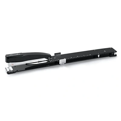 Imagen de Swingline Grapadora resistente con regla integrada y guía de papel bloqueo ajustable, largo alcance, para suministros oficina o casa, hasta 20 hojas oficina, negra (S7034121P)