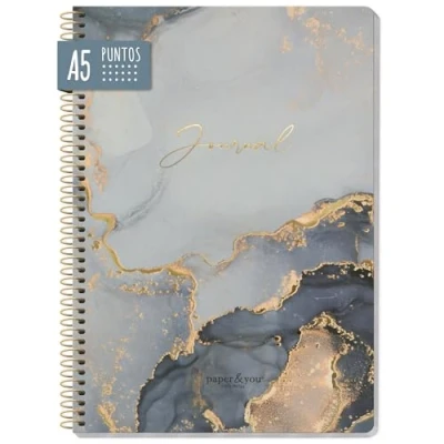 Imagen de Trendstuff by Häfft Bullet Journal Dotted A5 con espiral, 160 páginas, cuaderno de lunares bloc universitario, Sprial, notas sostenible y neutro para el clima