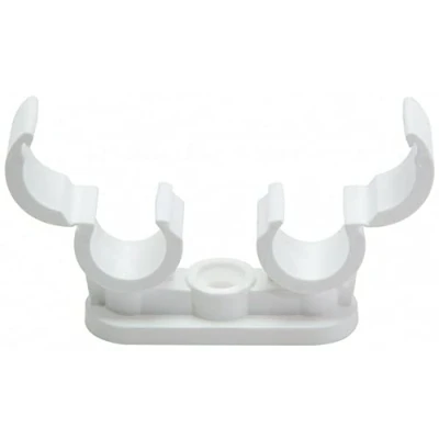 Imagen de fiXte Clips dobles para tuberías (10 unidades, cierre rápido, tubos de 15 mm), color blanco