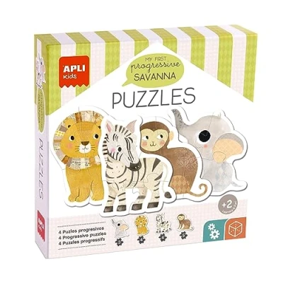 Imagen de APLI Kids 19440 Puzle My First savanna, 4 puzzles progresivos con piezas grandes, apto para niños a partir de 2 años