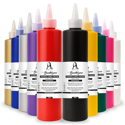 Imagen de Juego de 10 tintes 500 ml, resistentes al lavado, lavables a máquina, fijación mediante planchado (juego colores)