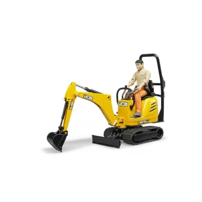 Imagen de bruder 62002 Microexcavadora JCB 8010 CTS con trabajador de la construcción, vehículo miniexcavadora, figura juguete
