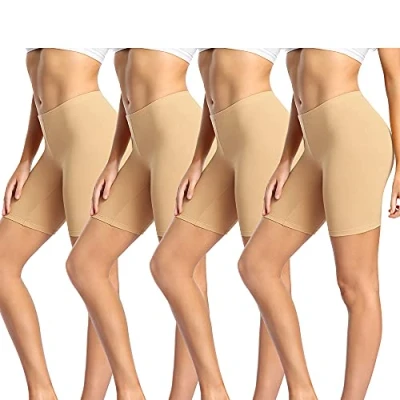 Imagen de wirarpa Leggings Cortos Boxer Mujer Algodon Shorts Bragas Pantalones Pack de 4 Beige Tamaño 5XL