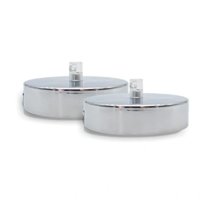 Imagen de DOJA Barcelona Embellecedor Lampara Techo Plateado Pack 2 Piezas Rosetones 100x25mm Floron Lamparas Roseton Metal Accesorios Para De Techo, Decoracion Habitacion