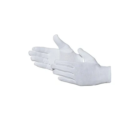 Imagen de Jah 585 Guantes de algodón reforzados (12 pares, talla 8), color blanco