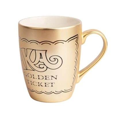 Imagen de Grupo Erik Taza Willy Wonka, Billete dorado desayuno cerámica 350ml te café Regalos originales, Tazas de