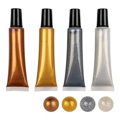Imagen de Ideen mit Herz Juego de 4 bolígrafos 25 ml con efecto perla para papel, textiles (blanco, plata, cobre, oro)