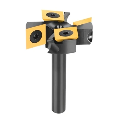 Imagen de SpeTool Fresa de Superficie Diámetro del Vástago 8mm Corte 38,1mm Planear para Nivelar Madera Aplanar 2+2 Insertos con Revestimiento ATS Carburo CNC Spoilboard Surfacing