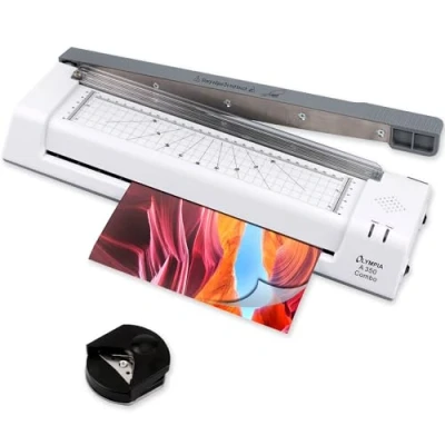 Imagen de Olympia A350 Combo Laminadora 3 en 1 Laminación frío y caliente Combinado Laminador Cortador Sin burbujas A4 Diseño moderno compacto