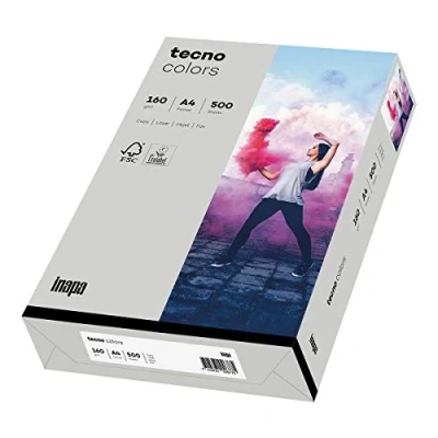 Imagen de inapa papel para impresora de color, colores tecno Colors: 160 g/m², A4, 250 hojas, gris