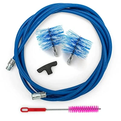 Imagen de BARETTO Kit de Limpieza Estufas Pellets, Extensión 3 Metros para Pellets con Curva 90, 2 Cepillos Estándar Nylon 80mm y 100mm, Cepillo Multiusos Mango