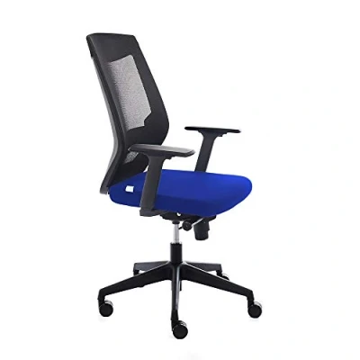 Imagen de Rocada Silla Oficina Ergonómica con Regulación Lumbar de Escritorio para Ordenador, Cómoda y Giratoria, Color Azul Negro