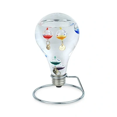 Imagen de Termometro Galileo Bombilla de Cristal 15 cm , Para Exterior o Interior, Analógico, Bolas Flotantes